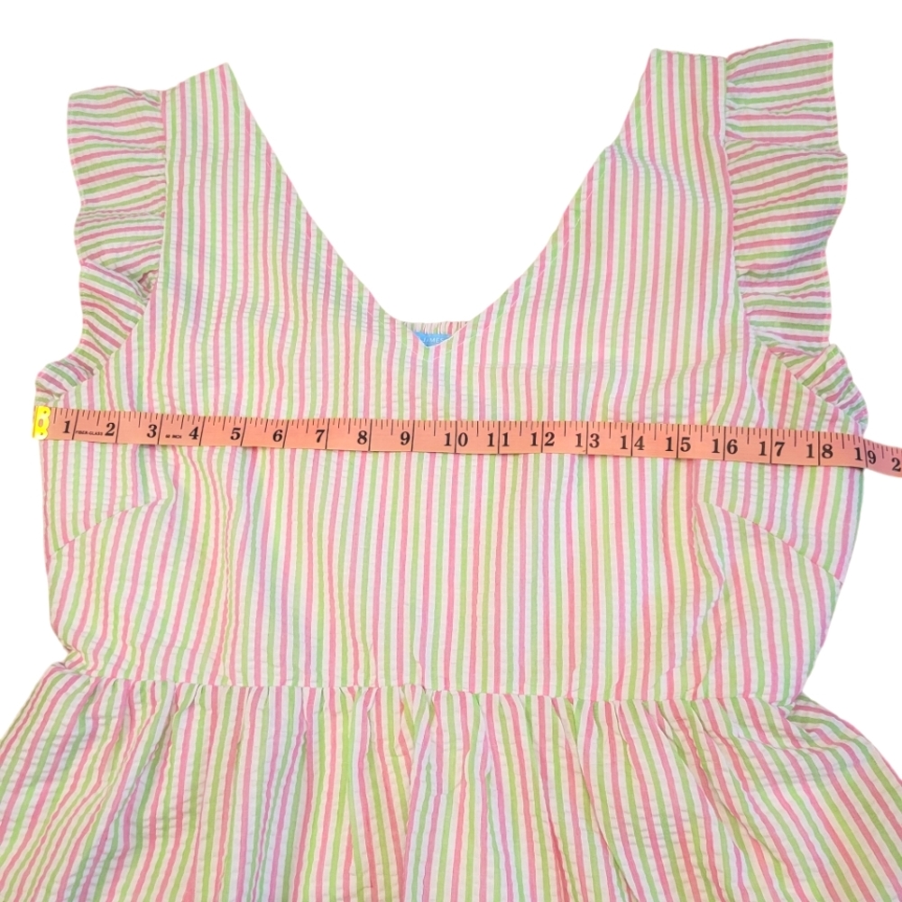 Draper James Flutter Sleeve White Green Pink Striped V-Neck Peplum Top NEW XL - Picture 13 of 16